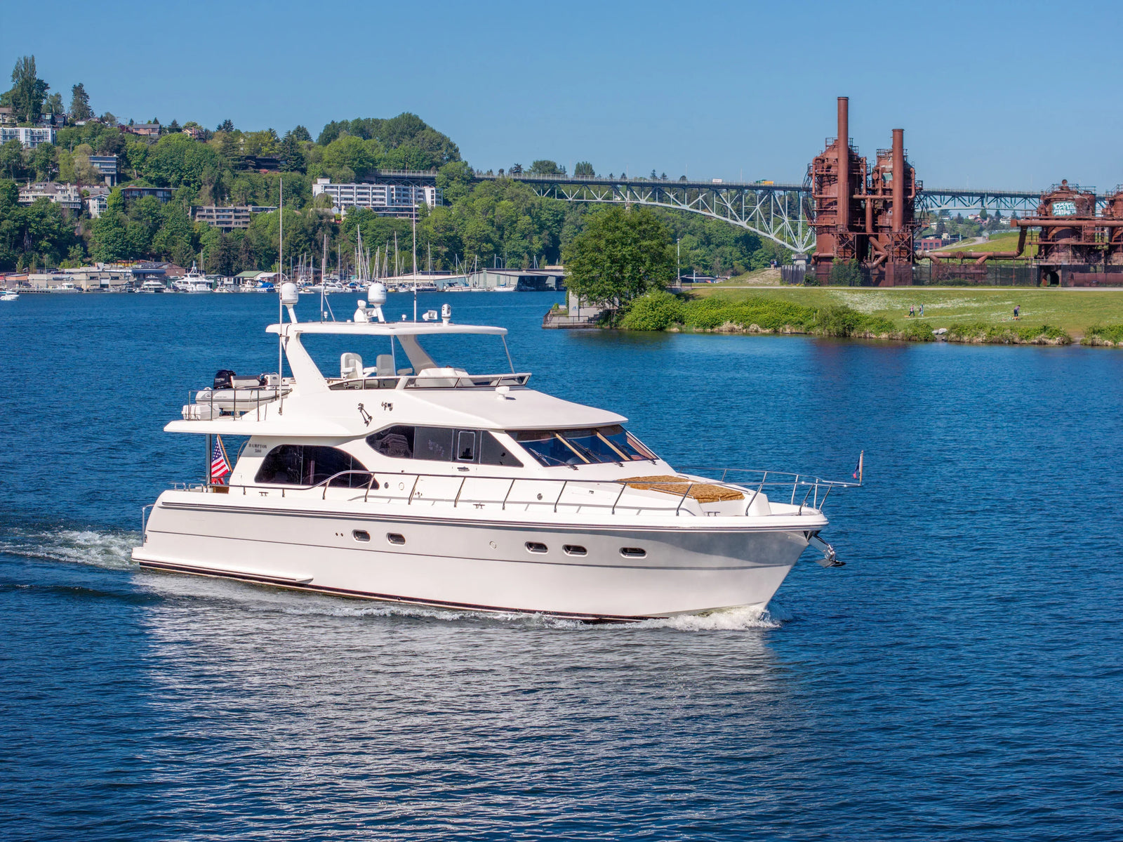 Gas Works Yacht Aerial on Lake Union Seattle