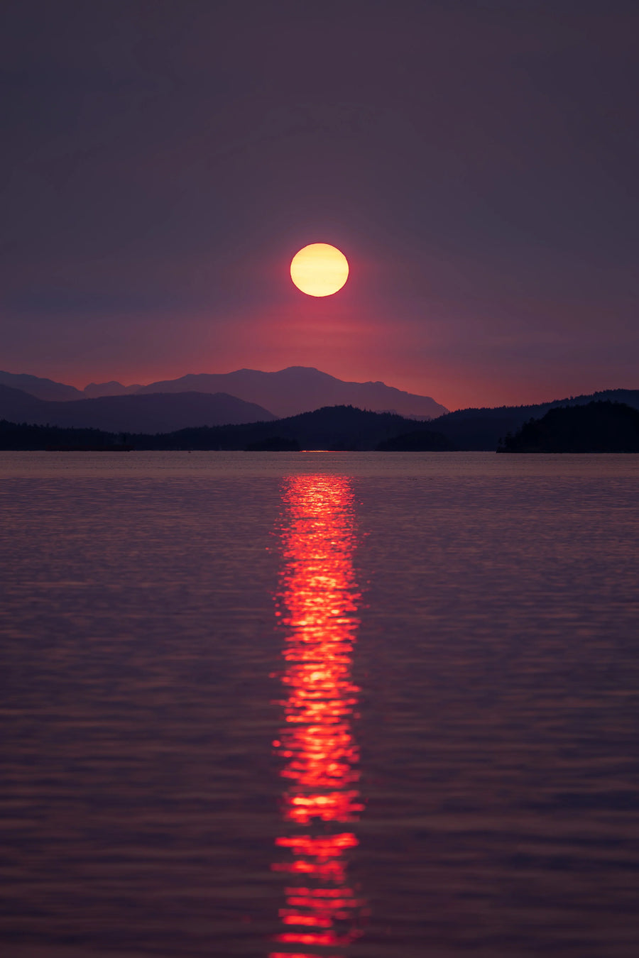 Dramatic Sunset Landscape in Southern Gulf Islands, Vertical