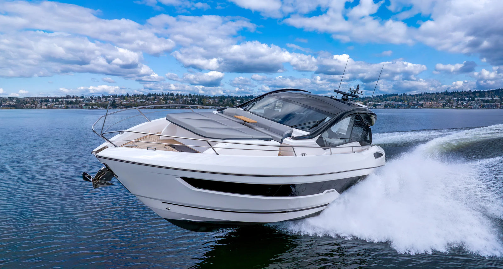 Dramatic Banking Aerial of a Yacht on Lake Washington