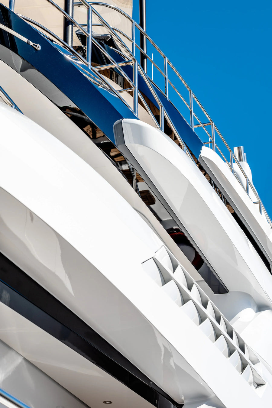 Close Up of Exterior Yacht Lines, Vertical