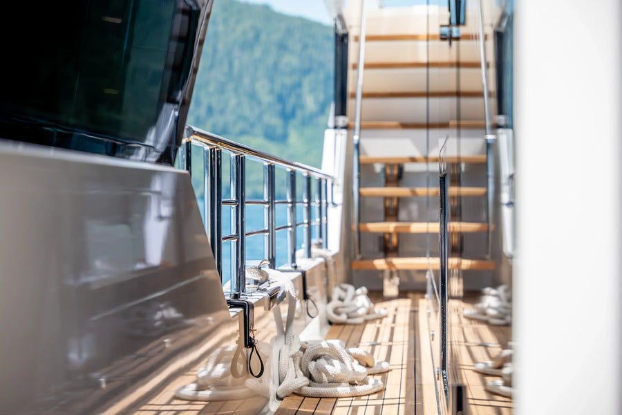 Close up of Yacht Railing with Lines