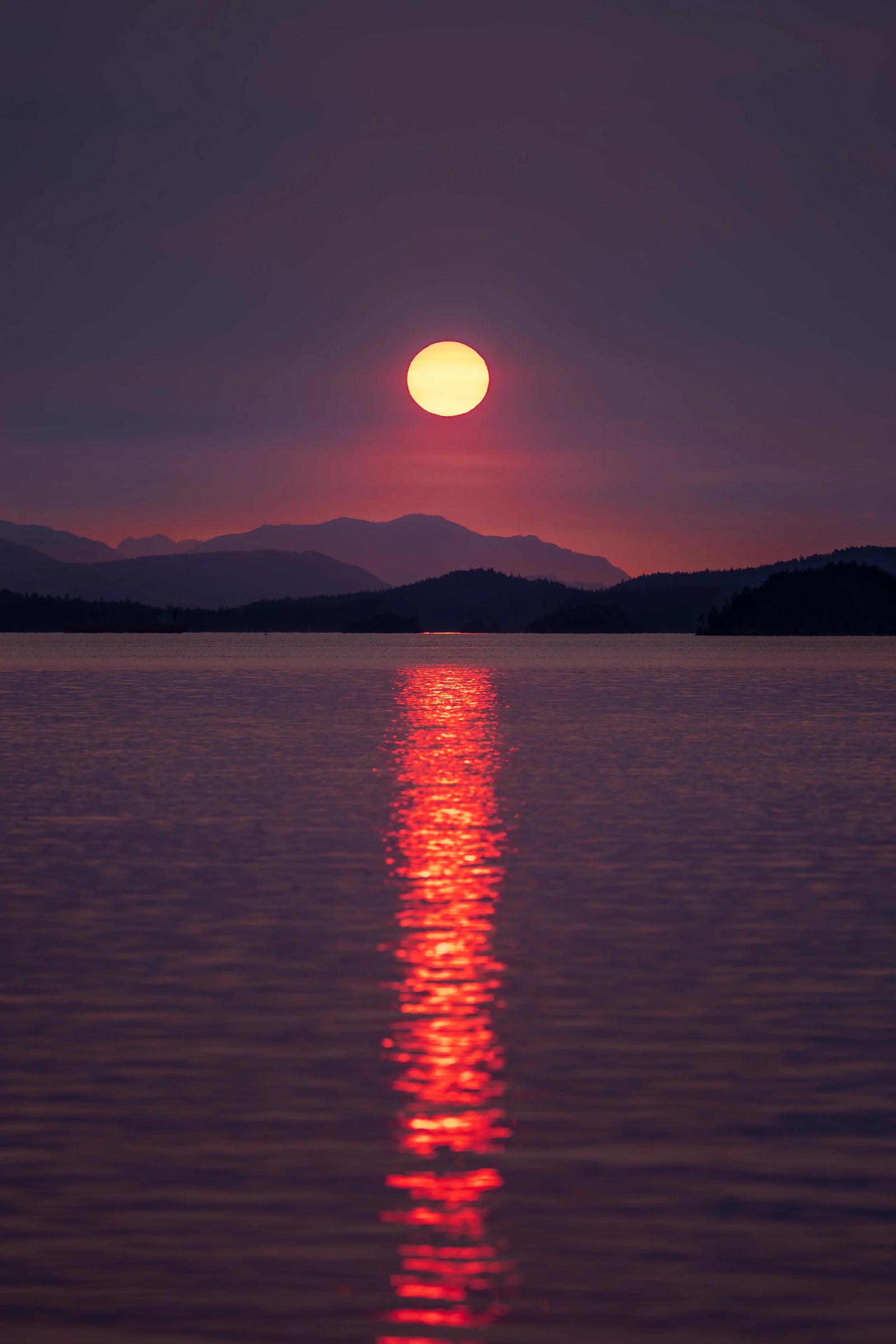 Dramatic Sunset Landscape in Southern Gulf Islands, Vertical
